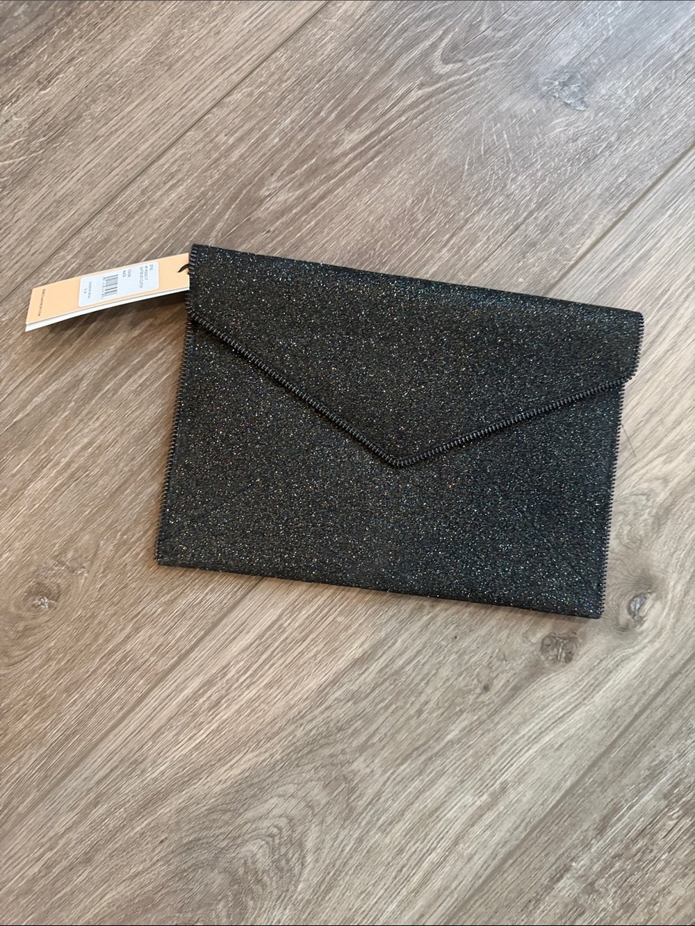 Rebecca Minkoff Black Glitter Leo Clutch